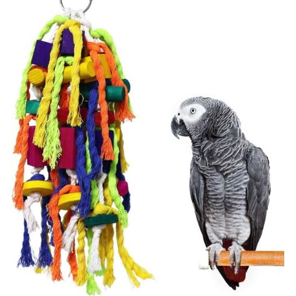ColourTree Large Parrot Toy - Multicolored Wooden Blocks Tearing Toys for Birds