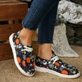 thumbnail image 5 of Halloween Pumpkin Fashion Sneakers for Women Wide Feet Skeleton Lace up Penny Loafers Casual Canvas Walking Flat Shoes, 5 of 8