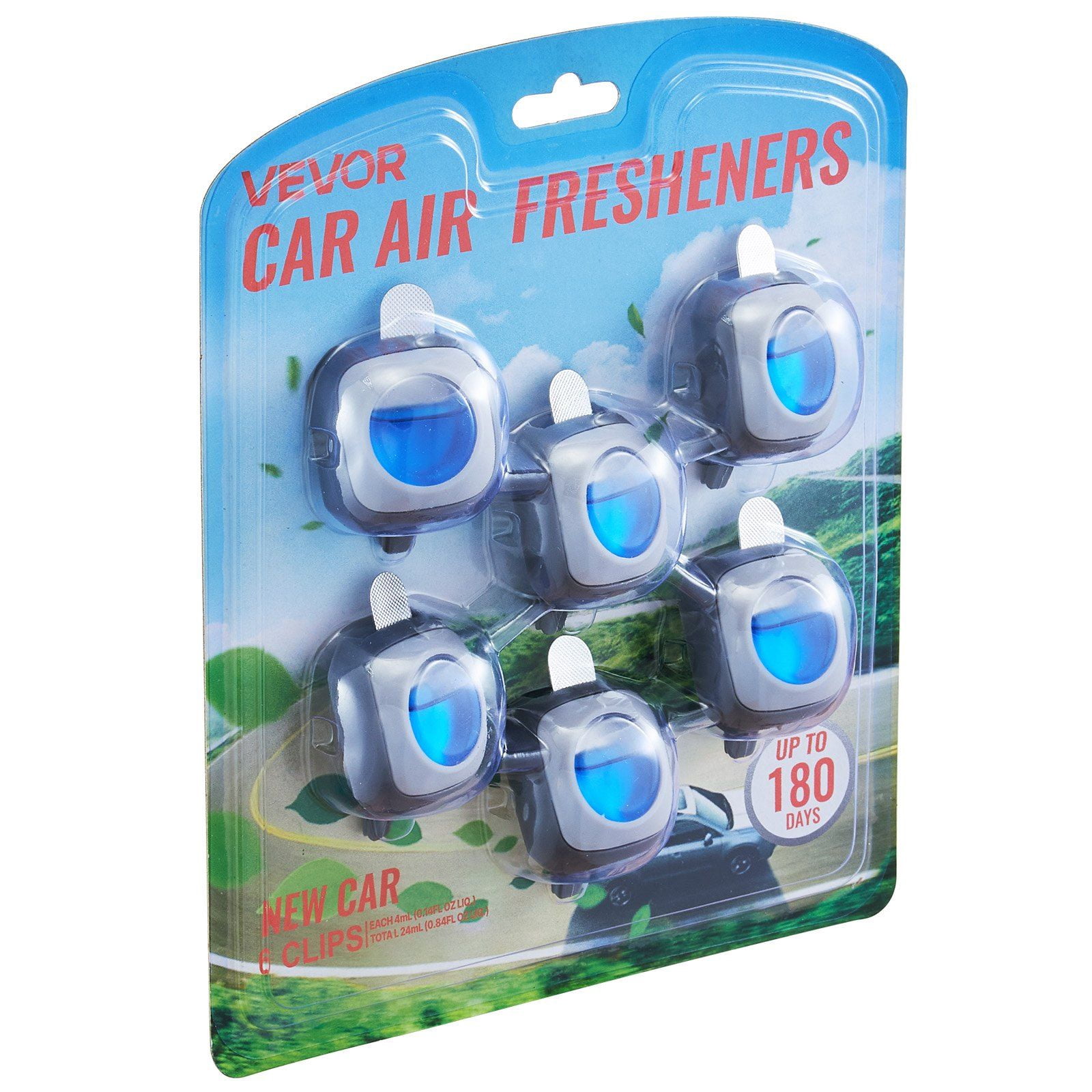 Car Air Freshener 6-Pack, New Car Scent Vent Clips (4ml Each) | Long-Lasting Vent Stick Fragrance for Car