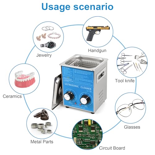 Kendal Commercial Grade 120watts 2L Ultrasonic Cleaner 40kHz with Knobs Timer&Heater Cleaning Machine, for Watch Instruments Industrial Parts Excellent Cleaner Solution