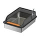 thumbnail image 3 of Caja de arena para gatos de acero inoxidable portátil con parte superior abierta y lados altos y entrada baja Negro, 3 of 9