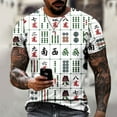 thumbnail image 2 of Chemise Homme Adulte Grande Taille Chemise Homme Été Décontractée Col Rond Manches Courtes Mahjong T-Shirt Imprimé 3D Blouse Hauts T-Shirt Vêtements(Rouge,m), 2 of 5