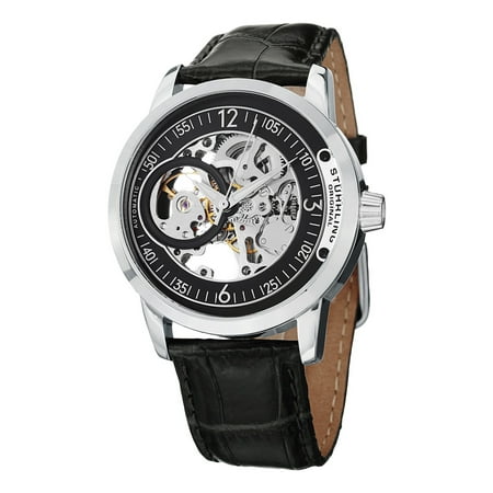 Stuhrling Original Men's Delphi Saros Automatic Leather Strap Watch