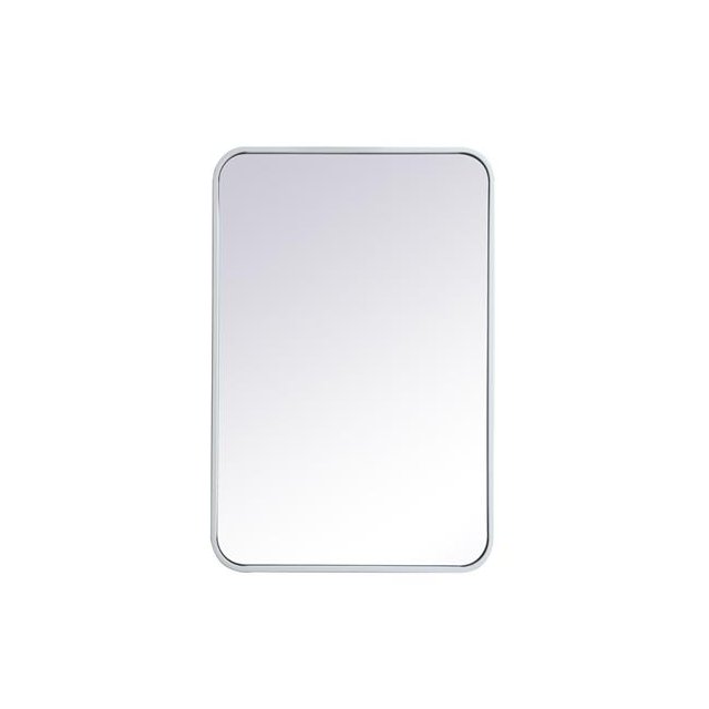 Elegant Lighting MR802030WH 20 x 30 in. Soft Corner Metal Rectangular Mirror, White