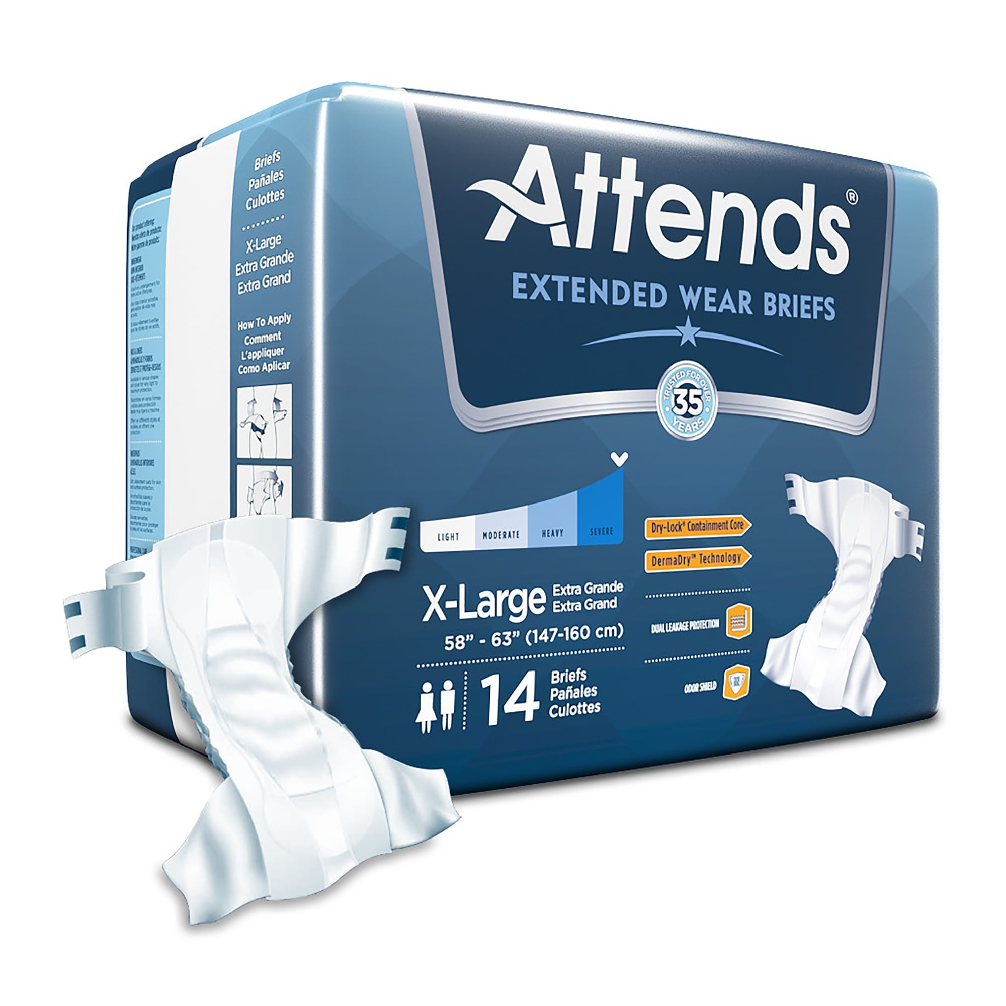 Attends Extended Wear Adult Incontinence Brief Heavy Absorbency