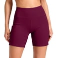 thumbnail image 5 of 6" Biker Shorts Women Tummy Control with Pockets High Waisted Yoga Shorts for Women Running Gym and Workout Wine L, 5 of 7