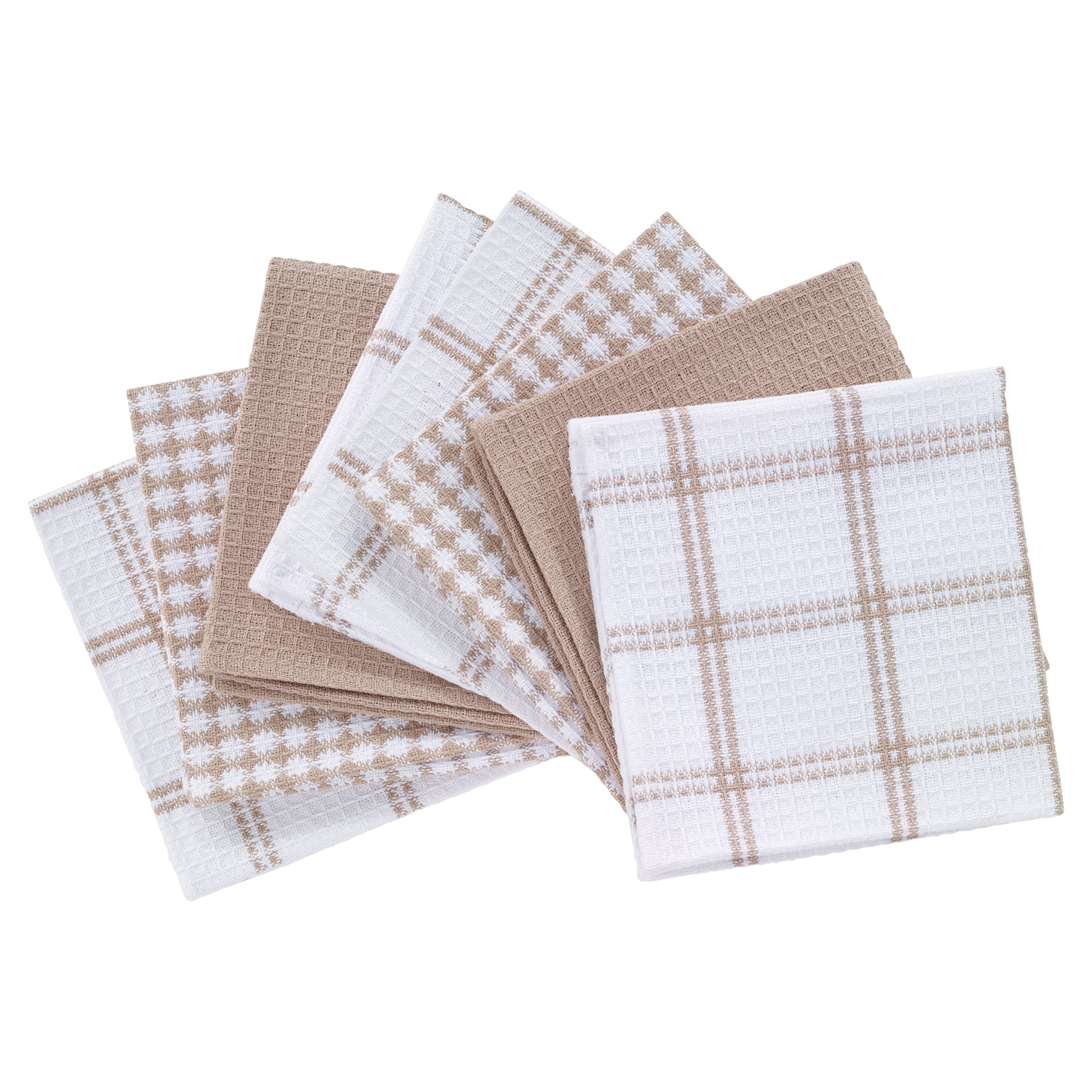  100% Cotton Flat Waffle Dish Cloths for Washing Dishes,  12x13, 4-Pack, Neutral T-fal Textiles: Home & Kitchen