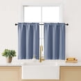 thumbnail image 2 of Patin Denim Blue Kitchen Curtains 36 Inch Length 2 Pcs, Farmhouse Rod Pockets Room Darkening Thermal Curtains, Insulated Soft Winodw Treatments Drapes for Cafe Bathroom, Each Panel 30" W x 36" L, 2 of 10