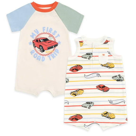 Hot Wheels 2 Pack Rompers Newborn to Infant