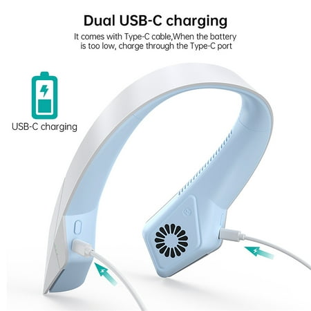 

Sarzi Usb Neck Fan the New Leafless Usb Rechargeable Hanging Neck Lazy Small Fan Charging Portable Mute Small Electric Fan for Outdoor Office Travel Cooling Fan Air Cooler White