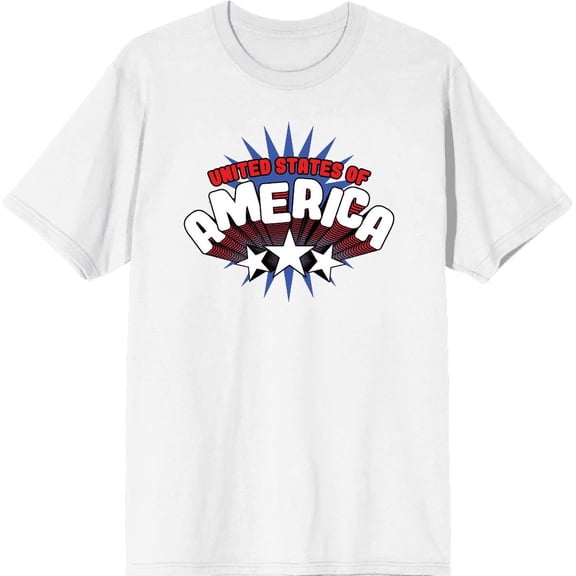 Americana United States Of America Men's White Crew Neck Short Sleeve Tee-Medium