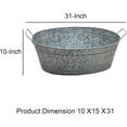 thumbnail image 4 of Maykoosh Vintage Vogue Embossed Design Oval Shape Galvanized Steel Tub With Side Handles, Large, Silver, 4 of 5
