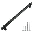 thumbnail image 2 of Modket M1608 Modern Euro Bar Cabinet Handle 304 Stainless Steel — 11-3/4" Overall Length, 10-1/8" (256mm) Hole Centers, Matte Black— 1-Pack, 2 of 6