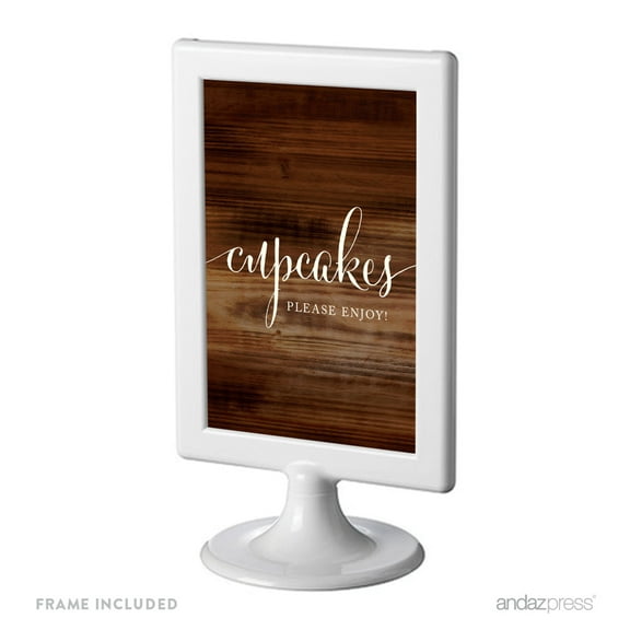 Cupcakes, Please Enjoy Framed Rustic Wood Wedding Party Signs