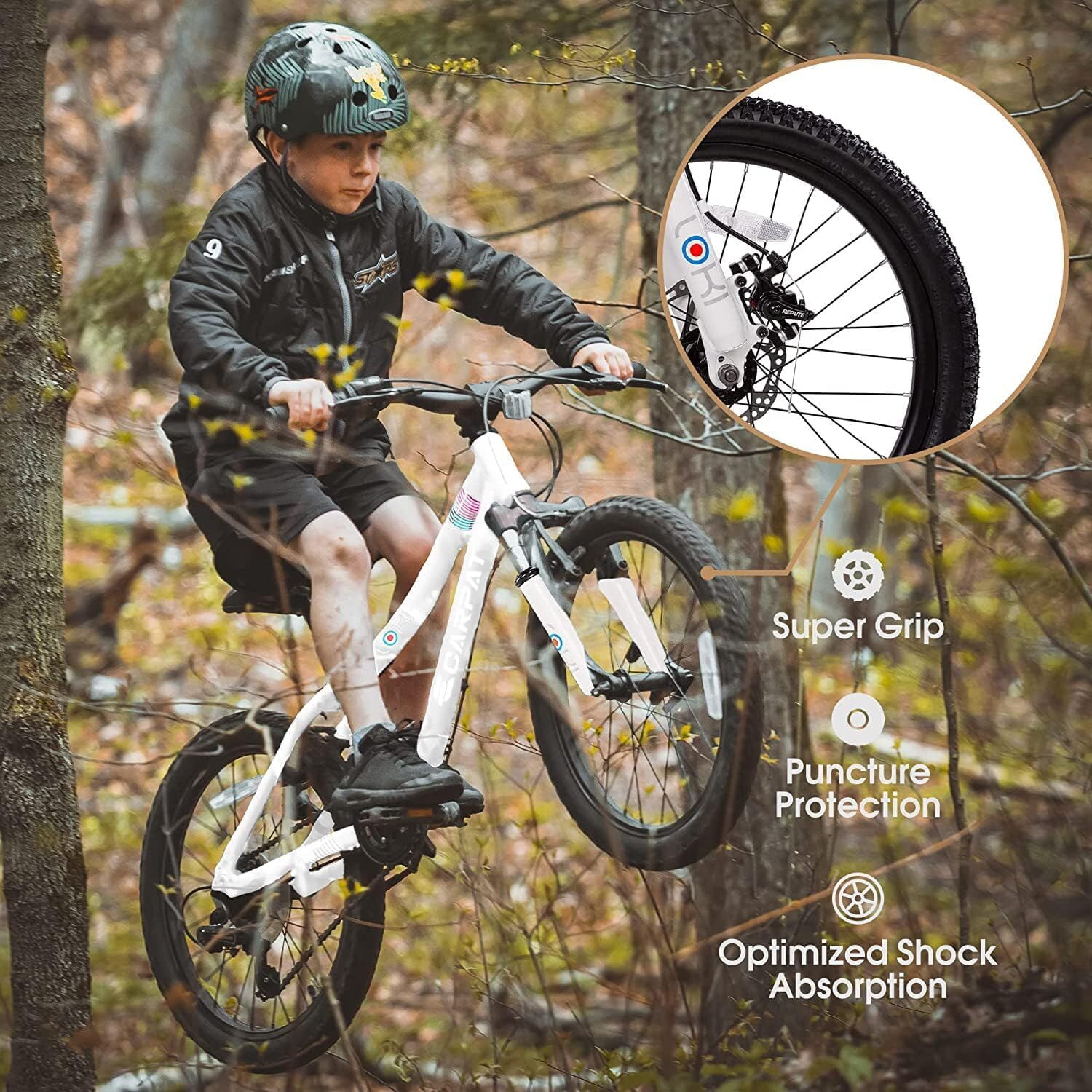20 Inch Mountain Bike, 7 Speed ​​Steel Frame Suspension Fork Adventure Bicycle, Dual Brakes - White