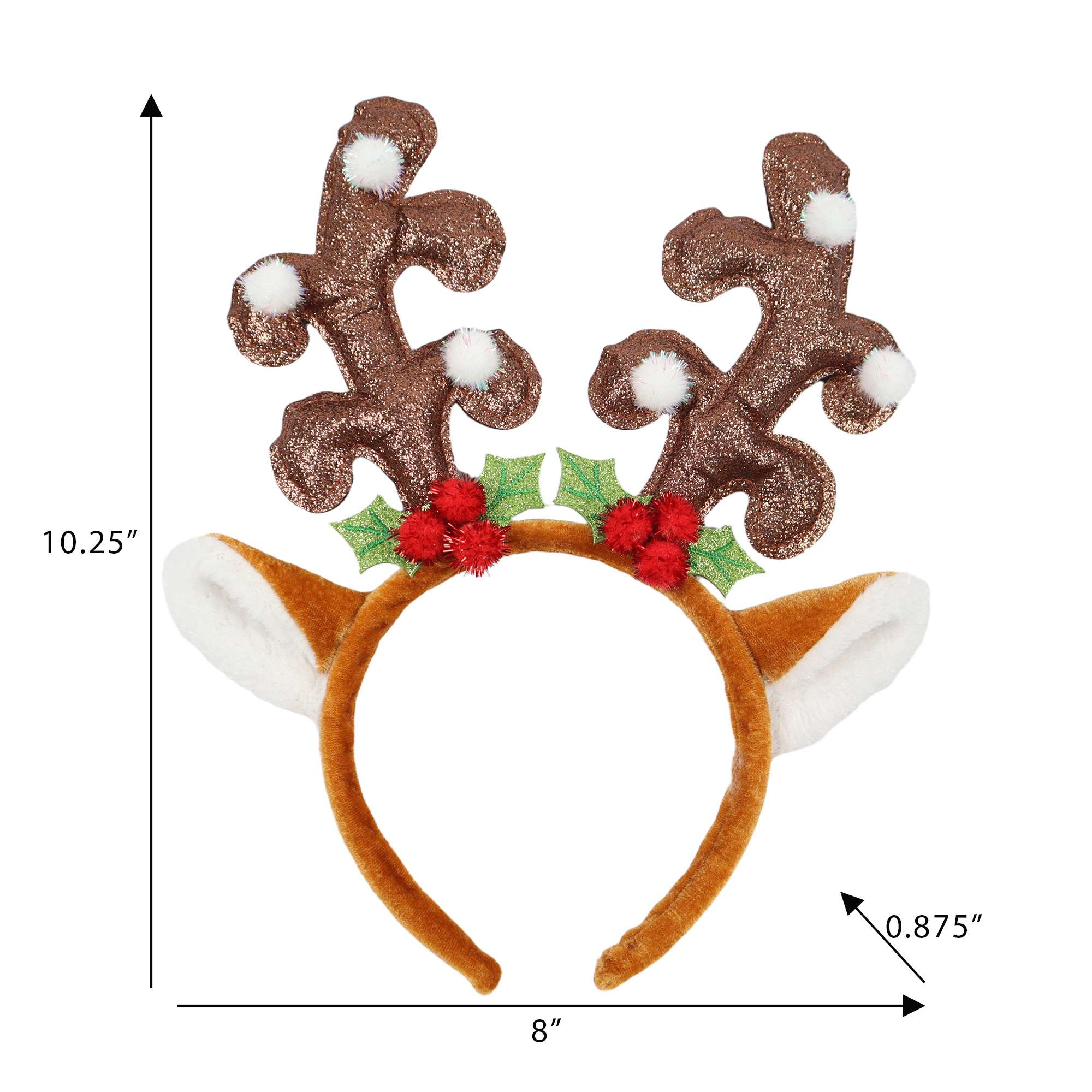 Holiday time reindeer headband,10 inch height,brown colour