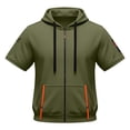 thumbnail image 3 of Puliio Men's Short Sleeve Full Zip Multi Pocket Hooded Lightweight Hooded Outdoor Dailywear Sweat Top, 3 of 3