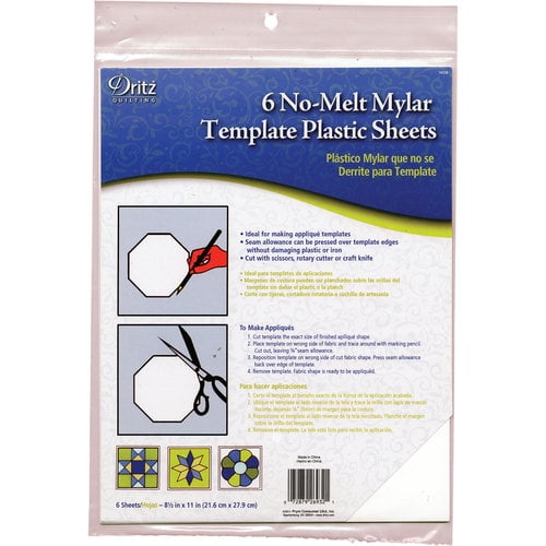 Dritz NoMelt Mylar Template Sheets, 6 Count