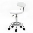 thumbnail image 5 of Tcbosik Rolling Drafting Chair with Backrest – Height Adjustable Round Stool with Wheels, PU Leather Swivel Stool for Office Spa Studio Lab Counter Salon Home Work Bar Kitchen Shop (White), 5 of 10