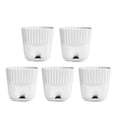 thumbnail image 1 of Flower Pots 6 Inch, 5 Pack Square Plant Pots with Drainage Holes and Connectiong Saucer Tray, for Indoor Outdoor, 1 of 5