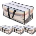 thumbnail image 1 of Bolsas de mudanza 90L - 4 bolsas de almacenamiento extra grandes transparentes y resistentes para ropa - Bolsas de embalaje con correas de mochila Asas fuertes Cremalleras, 1 of 5