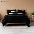 thumbnail image 3 of The Tangerine Store 3-Piece Pure Linen Sheet Set 66x96 inches - Twin Size, Pure Black Embroidered Edge - Pre-Washed Fabric, 3 of 6