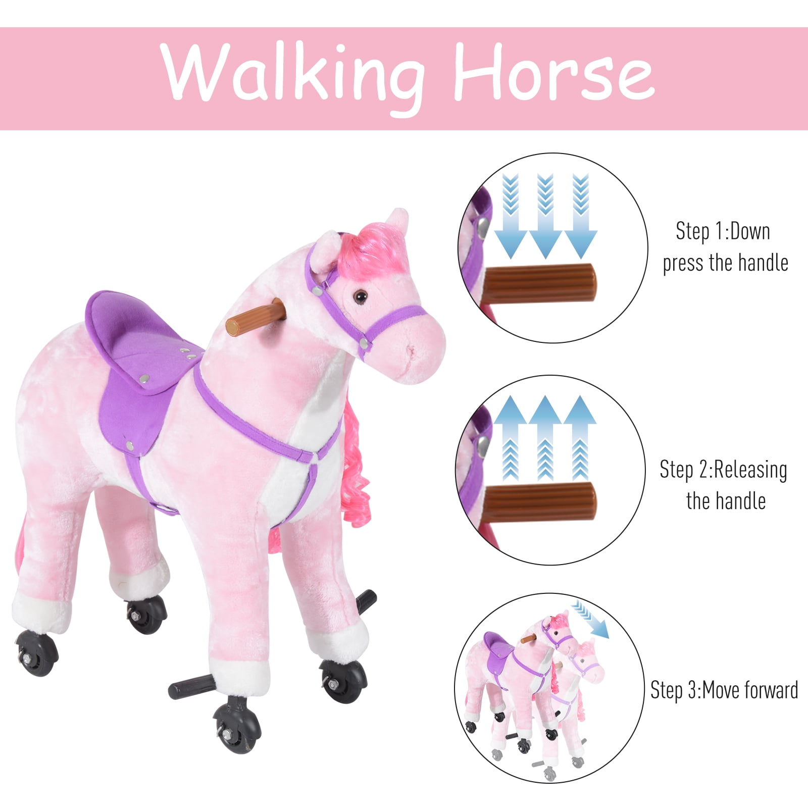 WALKING REMOTE CONTROL TOY PONY DARK BROWN makes horse galup sounds play  toy 