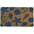 thumbnail image 2 of HomeRoots 555486 18 x 30 in. Blue & Brown Coir Seashells Outdoor Door Mat, 2 of 5