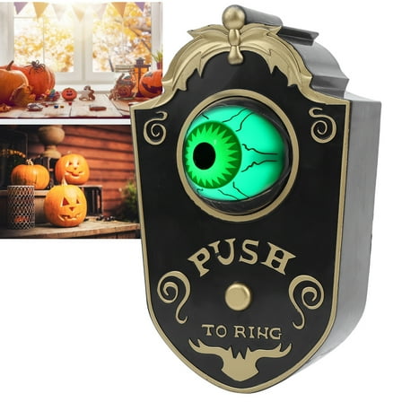 Halloween OneEyed Doorbell Decoration Door Hanging Eyeball with Sound(Black )