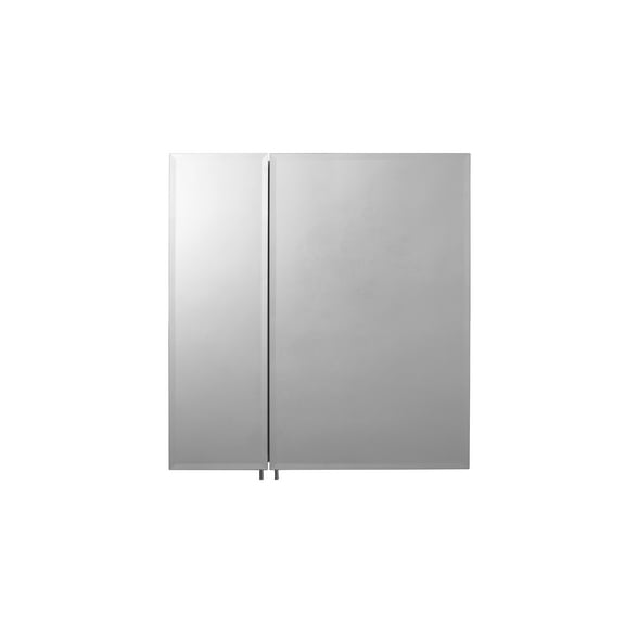 Croydex Newton Double Door Aluminium Bathroom Medicine Cabinet Storage in Chrome (26x24in)