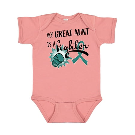 

Inktastic Ovarian Cancer Awareness My Great Aunt is a Fighter Gift Baby Boy or Baby Girl Bodysuit