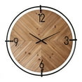 thumbnail image 2 of Evelyn Brown Herringbone Wood Round Wall Clock, 2 of 6