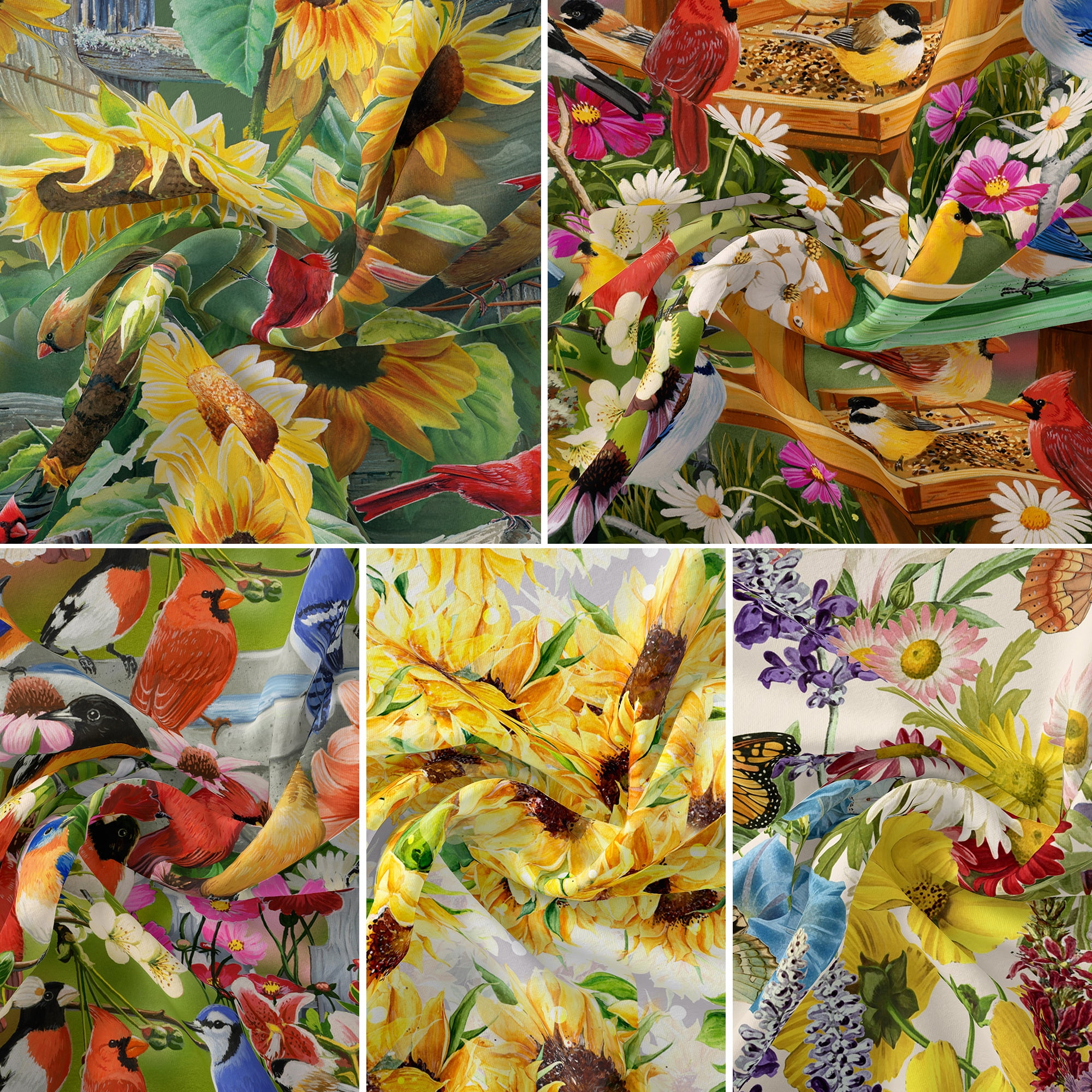 David Textiles 18" x 21" 100% Cotton Spring, Multi-color, for Quilting & Sewing, 5 Pieces
