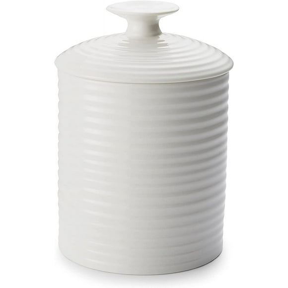 Portmeirion Sophie Conran White Medium Canister | 40 Oz Food Storage Container with Lid | Porcelain Canister for Pantry, Home, and Kitchen Countertop