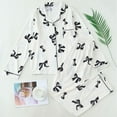 thumbnail image 2 of Valentines Pajama Sets Women 2 Piece Bow Printed Lapel Button Down Long Sleeve Tops and Pants Suits Cute Trendy Casual Loose Pjs Clothes, 2 of 4