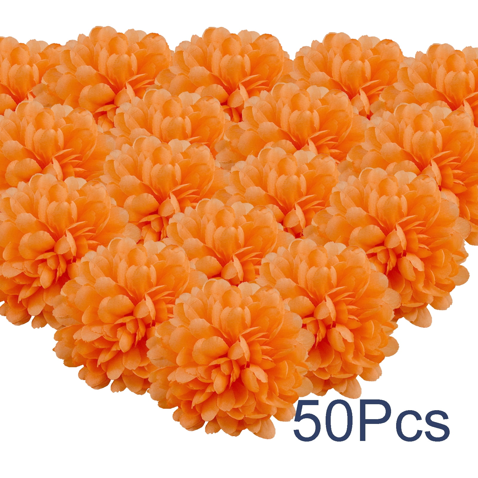 Marigold Flower Heads Bulk 100pcs Artificial Flowers For Garlands Crafts Silk Fake 【売れ筋】