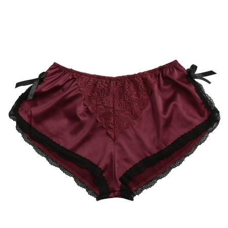 Ukumplol Womens Athletic Shortsplus Size Shorts for Womengym Shorts Womensilk Satin Flowers Floral Lace Pajamas Underwear Women Shorts S-xxxllounge Shorts Womenyoga Shorts Wine M