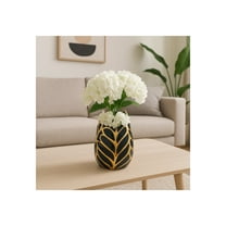 Modern Ceramic Vase for Home Decor - Sculpted Accent Decor for Living Room Decor, Bedroom Accent, Tabletop, or Office Shelf Decor - Decorative Contemporary Flower Vase - 8" Black & Gold