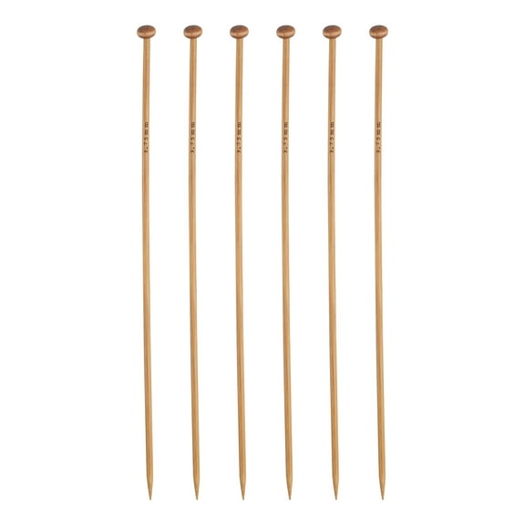Uxcell 3.75mm Bamboo Knitting Needle Straight Single Pointed 9.8 inch Long Wooden Sweater Knitting Needles US Size 5 6Pcs