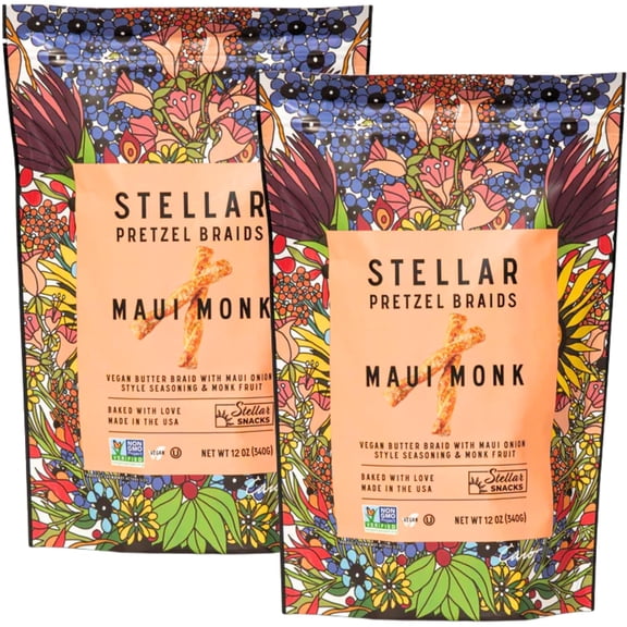Stellar Snacks Pretzel Braids Maui Monk 12 Oz 2 Packs