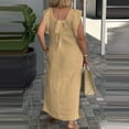 thumbnail image 5 of JBXKXYW Dresses For Women 2024 Women'S Spring Summer And Fall Back Lace Up Flying Sleeve Cotton Linen Dress Womens Dresses (Yellow,S), 5 of 5