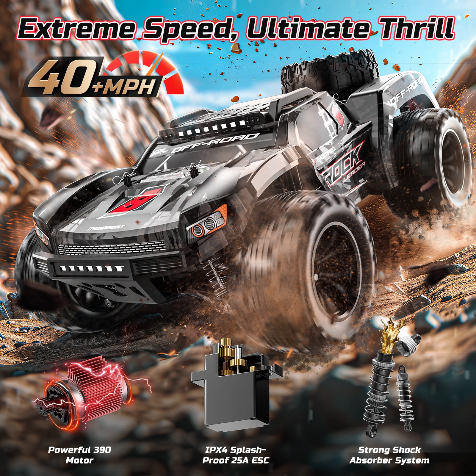 JoyStone 1:14 All Terrain RC Car RTR Buggy, Max 40+ MPH Off-Road Monster Truck, Hobby Electric Fast RC Truck for Adults Boys, Black