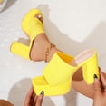 thumbnail image 2 of Women's Ribbed Knit Platform Mules, Trendy Open Toe Chunky Heel Slides, Comfortable Solid Color Slip On Heels for Summer, Plus Size Available for Wide Feet, Fashionable Outdoor Dress Shoes, 2 of 10