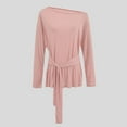 thumbnail image 2 of JGGSPWM Chemises pour Femmes à Manches Longues, Hauts Courts à Nouer devant, T-Shirt Uni Doux et Respirant à Col Rond pour Sport, Entraînement, Tenues Athlétiques Rose G, 2 of 5