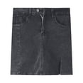 thumbnail image 4 of Women's Stretchy Denim Skirt High Waist Mini A-Line Side Slit Casual Summer Skirt with Pockets Trendy Comfortable Outfit, 4 of 4