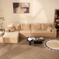 thumbnail image 5 of BIGSYY 138" Boneless Couch with Deep Seat, Modular Sectional Sofa, Cloud Sectional Couch for Living Room, No Assembly Required, Corduroy, 4 Seater L-Shape Left, Camel, 5 of 10