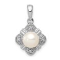 thumbnail image 1 of FB Jewels Sterling Silver Rhodium FW Cultured Pearl & Diamond Pendant, 1 of 2