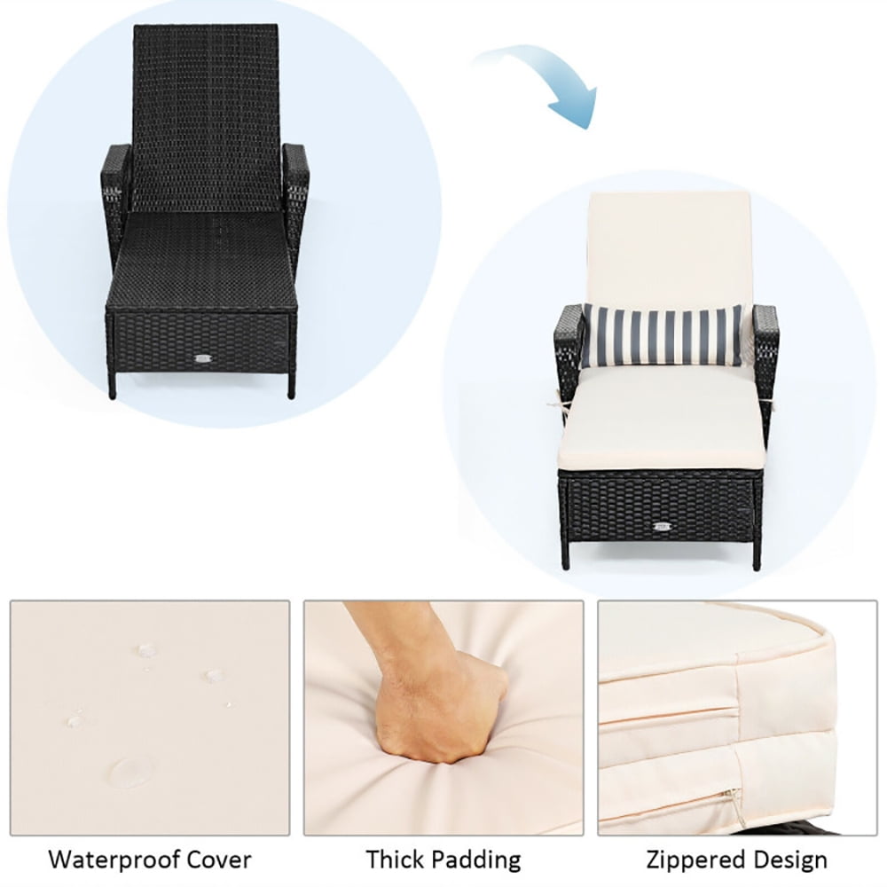 Aimee Lii PE Rattan Chaise Lounge Chair Arm Chair Recliner Adjustable with Pillow, Patio Loungers Aimee Lii PE Rattan Chaise Lounge Chair Arm Chair Recliner Adjustable with Pillow, Patio Loungers