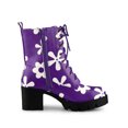 thumbnail image 3 of BLISSFUL STEP Women's Printed Platform Block Heel Combat Boots Purple 8, 3 of 8
