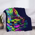 thumbnail image 3 of Fotbe Howling Wolf Manta de Franela con Estampado, Manta Ultrasuave para Cama, Sofá, Auto, Hipoalergénica y Antibolitas-80"x60", 3 of 6
